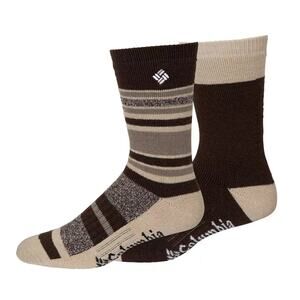 Columbia Essential Marl Stripe Crew Socks 2 Pack NEW Mens Size 6-12 Wool Blend